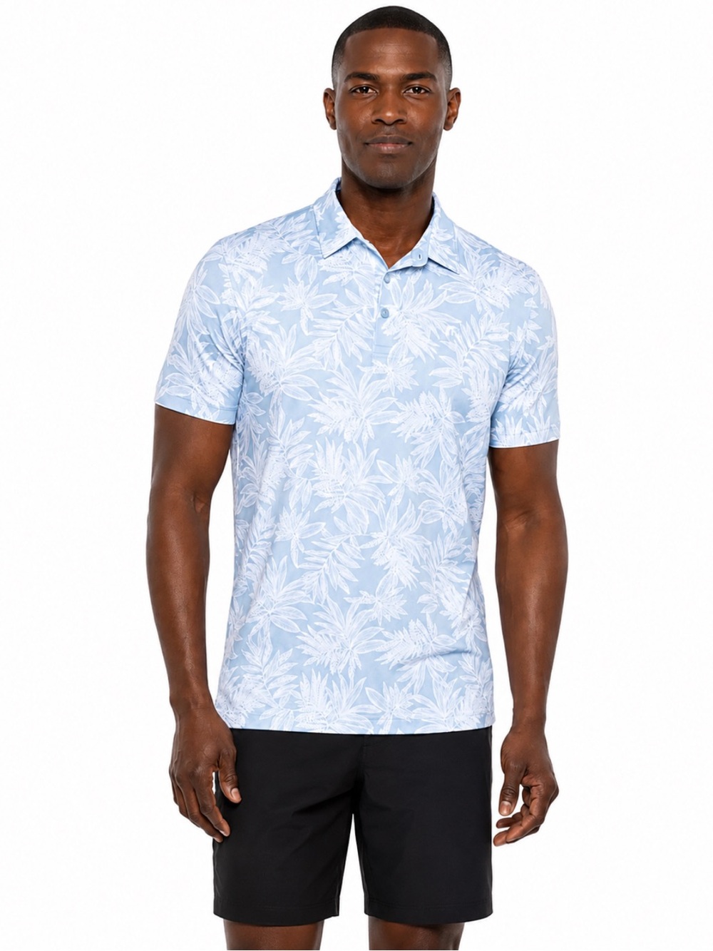 NWT! Travis Mathew Sea Journey Polo Ash Blue Floral Golf Shirt Size 3XL